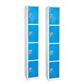 Adiroffice 72in x 12in x 12in 4-Compartment Steel Tier Key Lock Storage Locker in Blue, 2PK ADI629-204-BLU-2PK